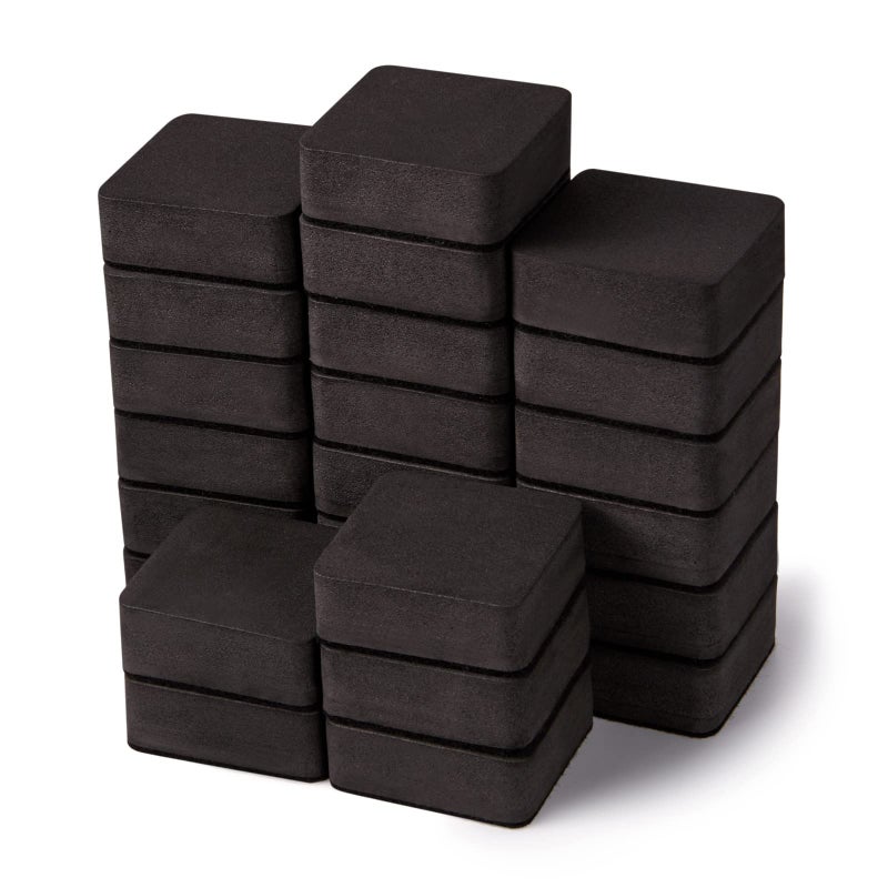 Favide 24 Pack Magnetic Whiteboard Dry Eraser Chalkboard Cleansers for Classroom  Home and Office (Square  Black) - Image 1